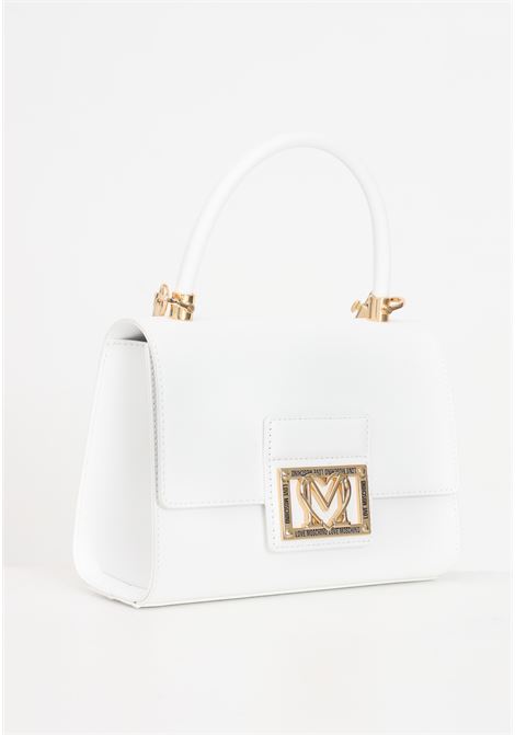 White women's bag with golden fancy heart lettering logo plate LOVE MOSCHINO | JC4328PP0IKS0100
